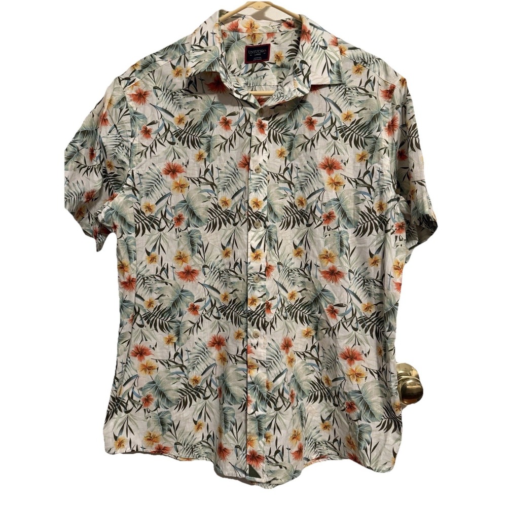 Men's UNTUCKit  Short Sleeve Floral‎ Shirt Size Large